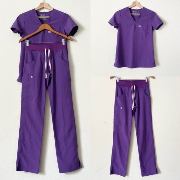 Figs XXS Tall Limited color Ultra Violet Purple scrubs top and pants set - Picture 1 of 11